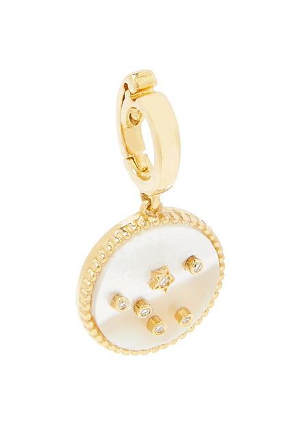 Aquarius Mini Constellation Charm, 18k Yellow Gold, Mother of Pearl & Diamonds